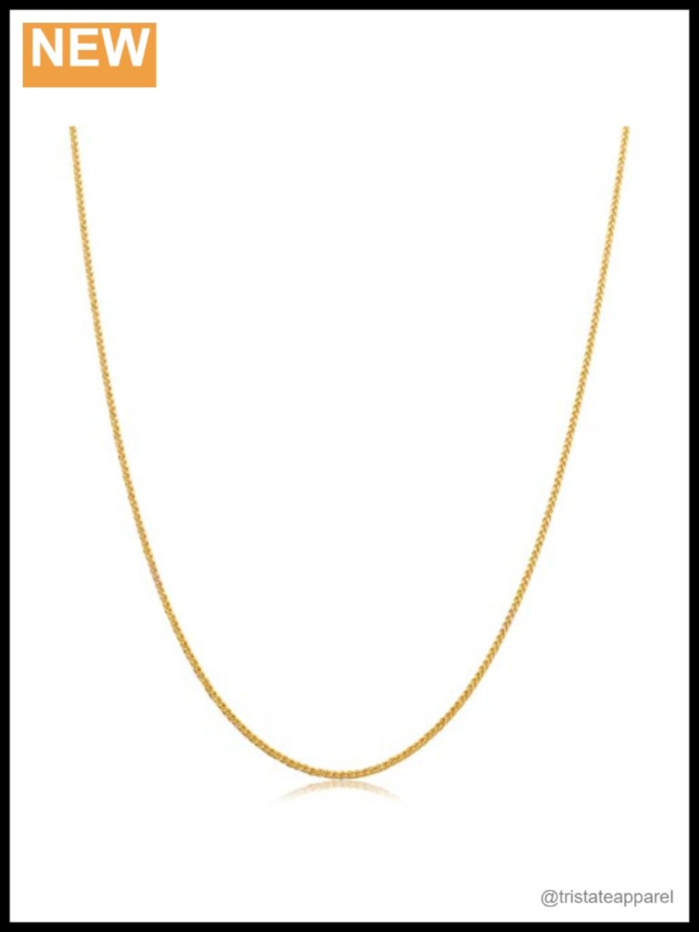 14k Yellow Gold 1.1mm Square Wheat Chain Necklace Spring Ring Clasp 24 Inch
